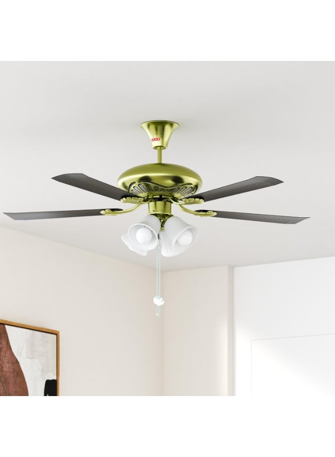 USHA Fontana Maple 1250mm ISI Ceiling Fan with Decorative Lights,BEE Star Rated,100% Copper Motor,RF Remote,High Air Speed & Delivery,2 Year Warranty,(Antique Brass Black) Pack of 1 - Image 5